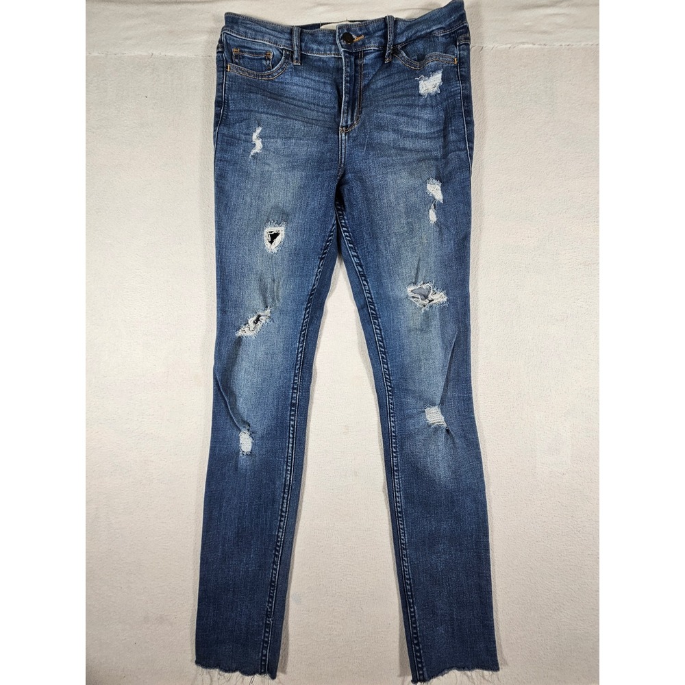 Hollister High Rise Super Skinny Distressed Jeans Blue Size 5R W27‎ L30 3X4240
